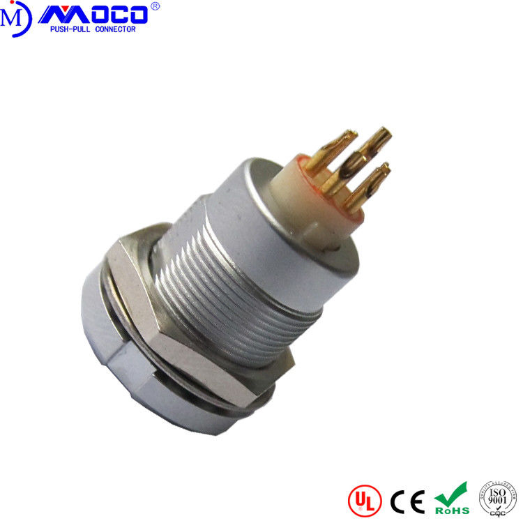 ECG 2B 304 4 Pin Female Circular Push Pull Connectors With Two Nuts PPS Insulator
